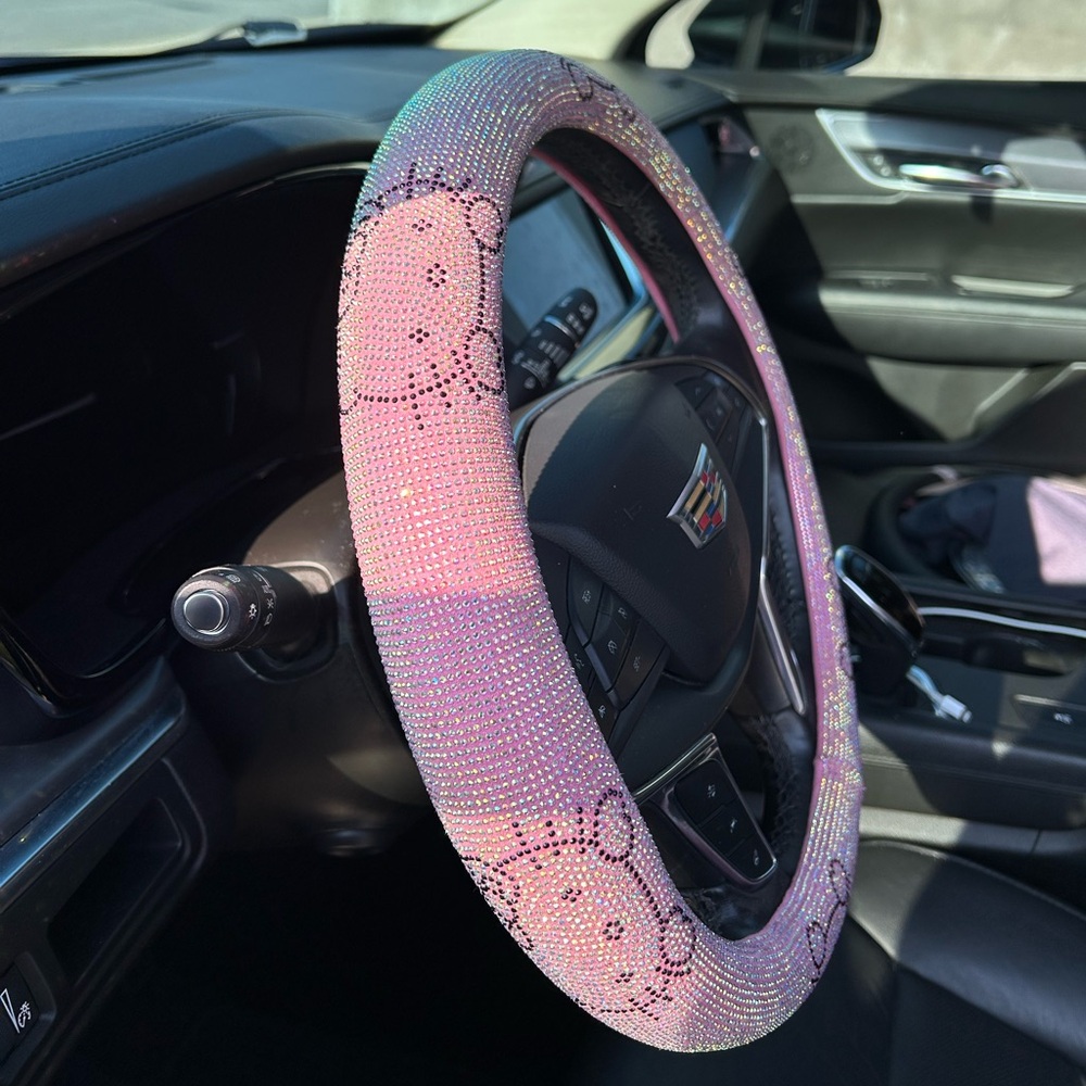 Hello Kitty rhinestone steering wheel cover